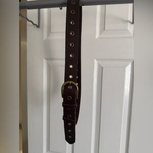 Frye Dark Brown Leather Bracelet with Brass Detail